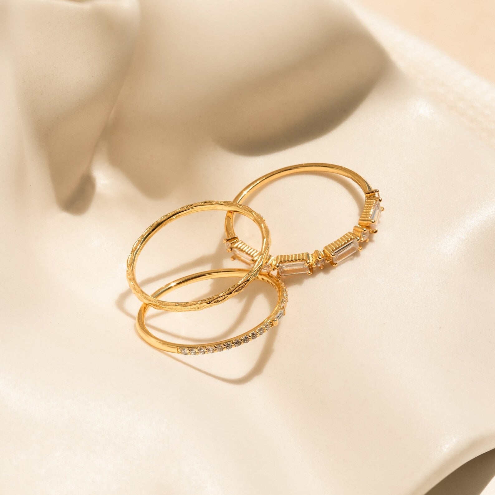 Dainty Diamond Stacking Ring Set: Sparkle in Every Stack Sterling Silver